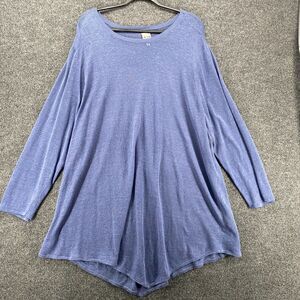Nic + Zoe Sweater Womens 3X Blue Linen Blend Round Neck Pullover Lightweight